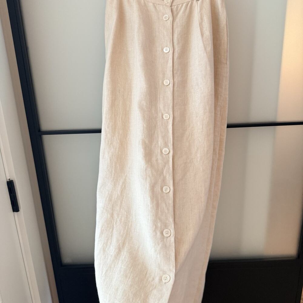 Vintage Brooks Brothers Linen Maxi Skirt Size 2 Button Front Pockets A-Line - Picture 4 of 14
